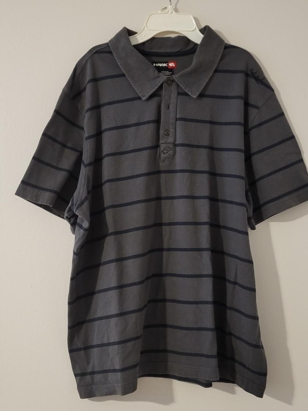 Tony Hawk Men's Gray Striped Polo Shirt